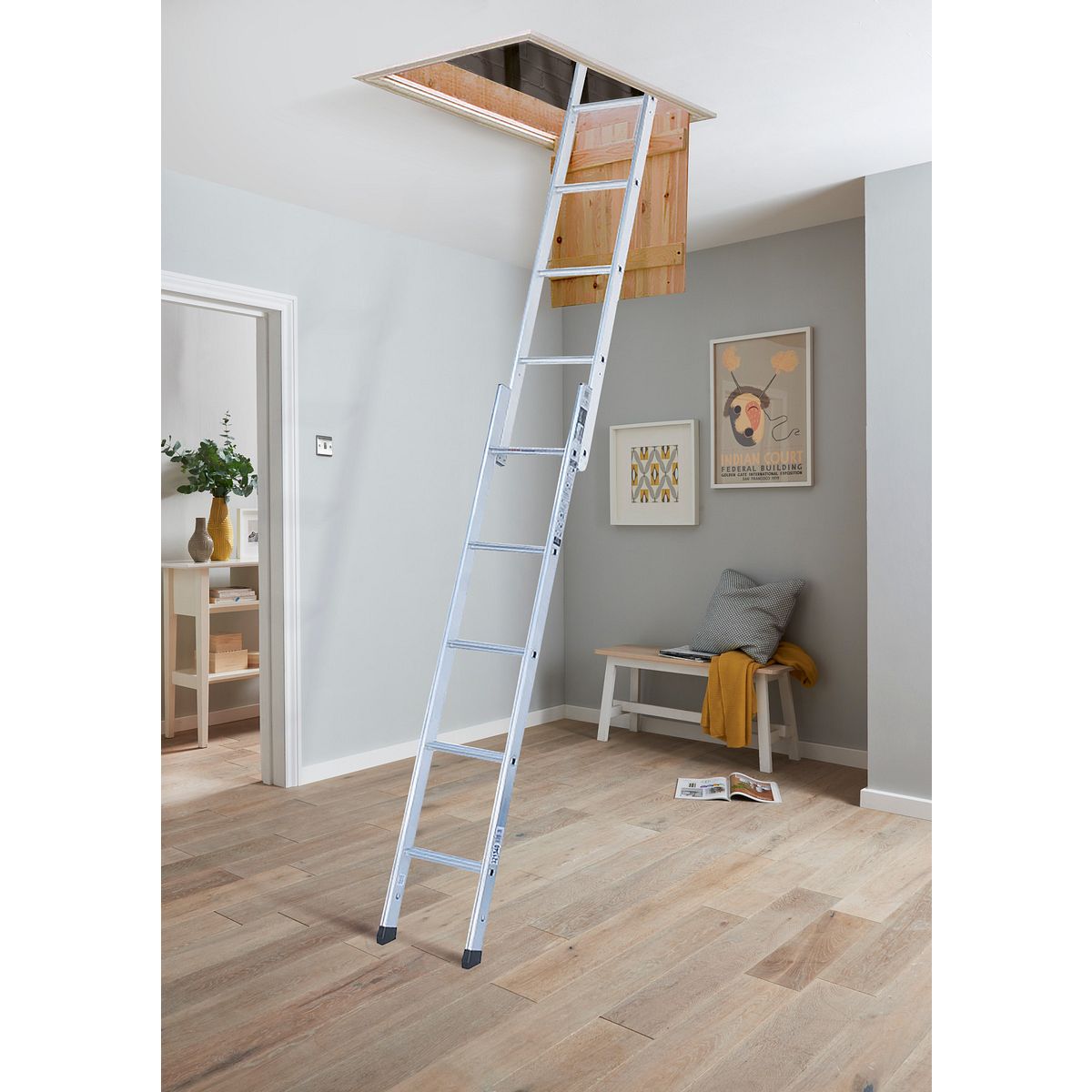 Werner Spacemaker 2 Section Aluminium Loft Ladder - Image 2