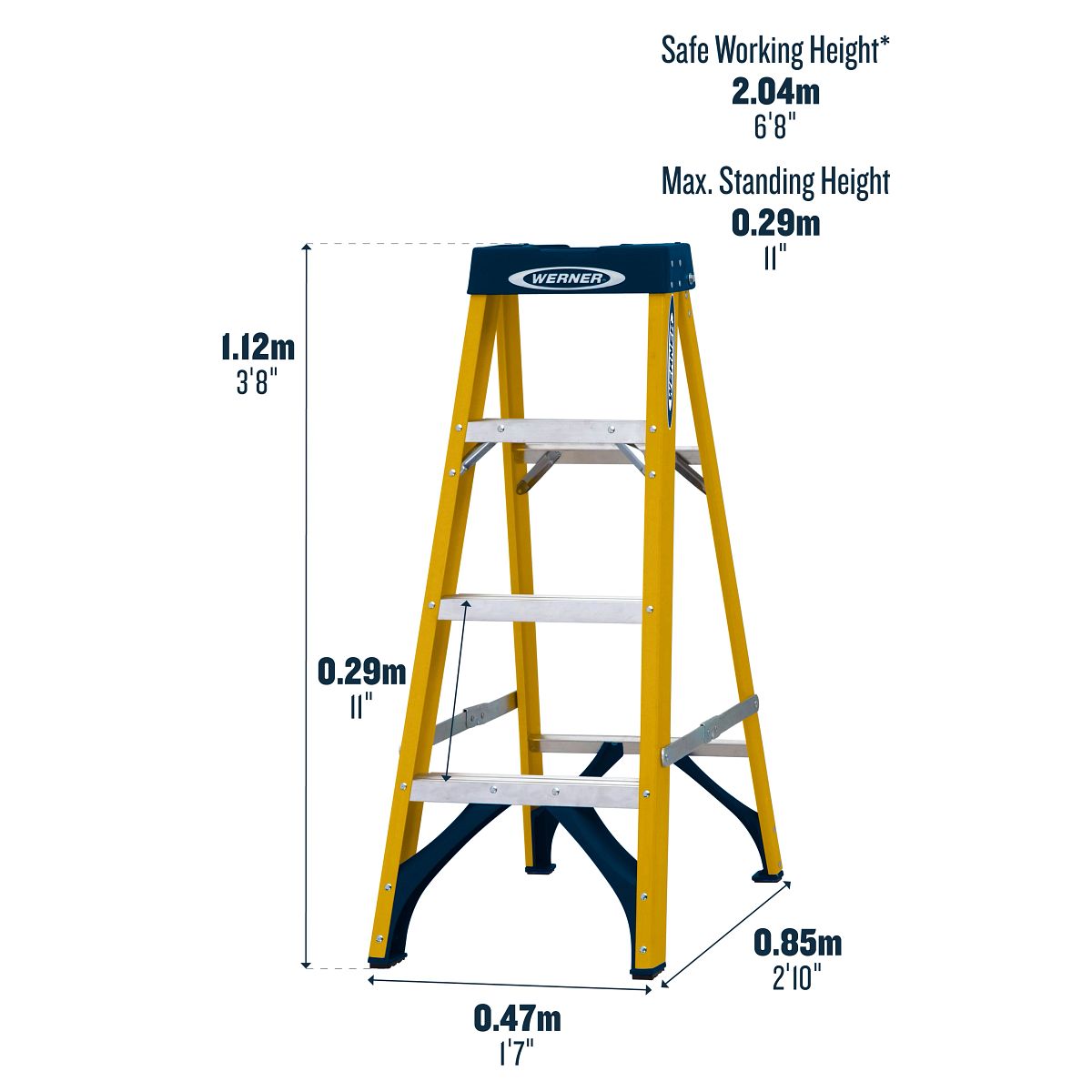 Werner Trade Fibreglass Swingback Step Ladders - Image 27