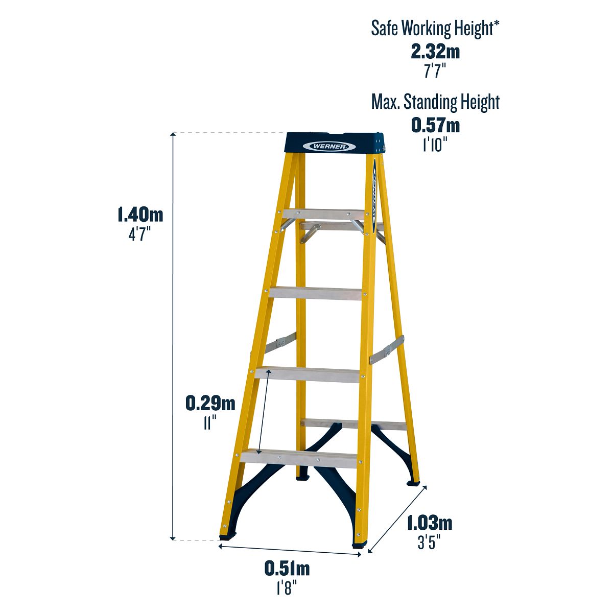 Werner Trade Fibreglass Swingback Step Ladders - Image 23
