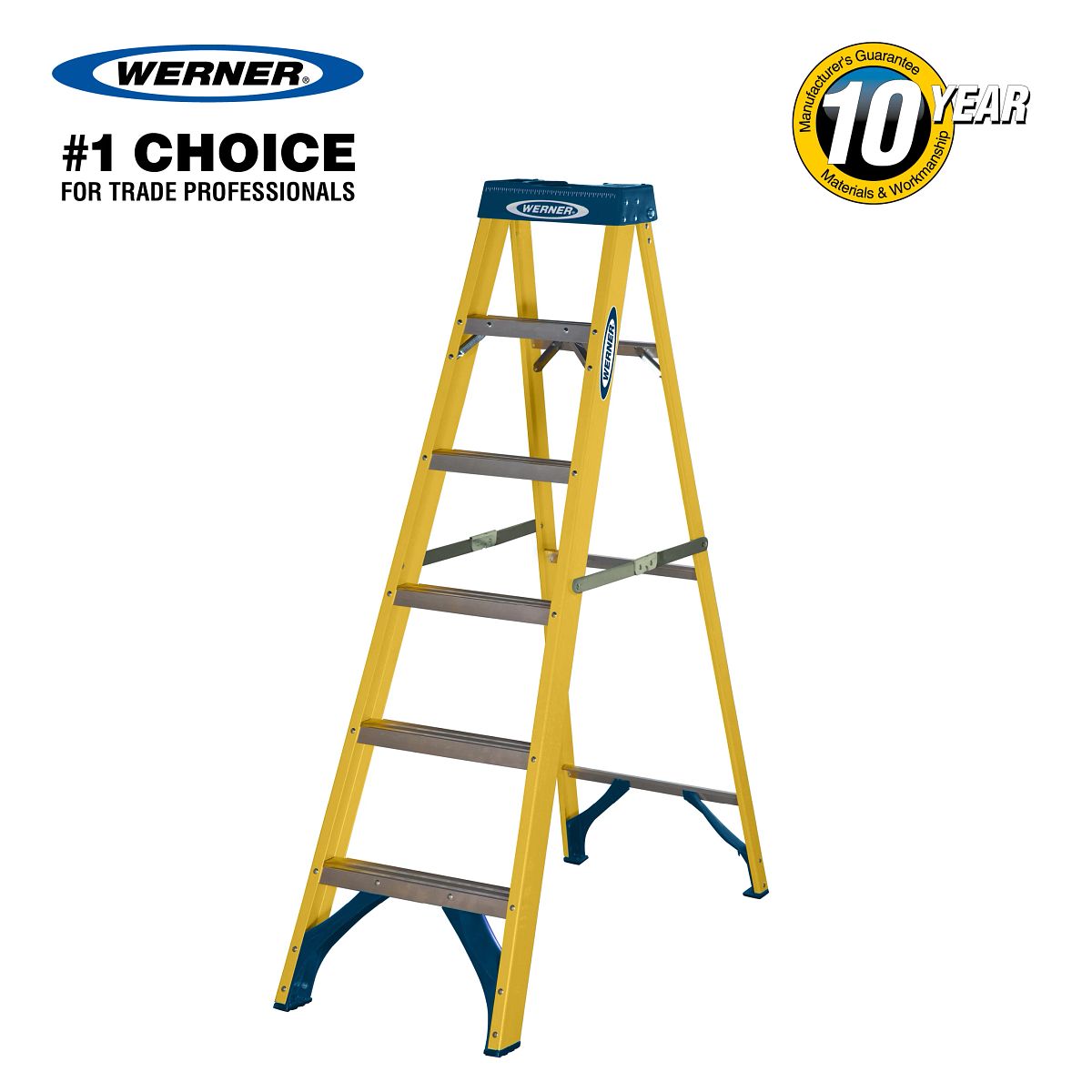 Werner Trade Fibreglass Swingback Step Ladders - Image 17