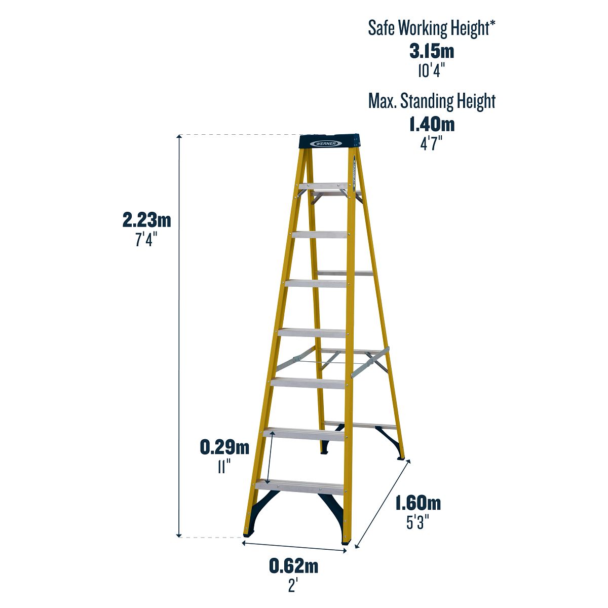 Werner Trade Fibreglass Swingback Step Ladders - Image 15