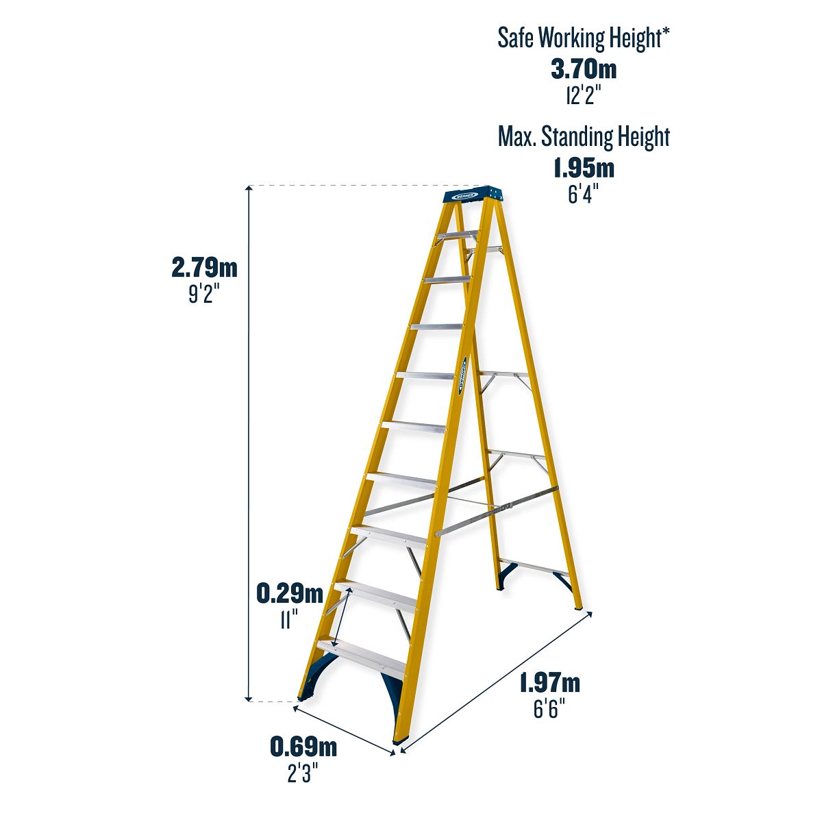 Werner Trade Fibreglass Swingback Step Ladders - Image 10
