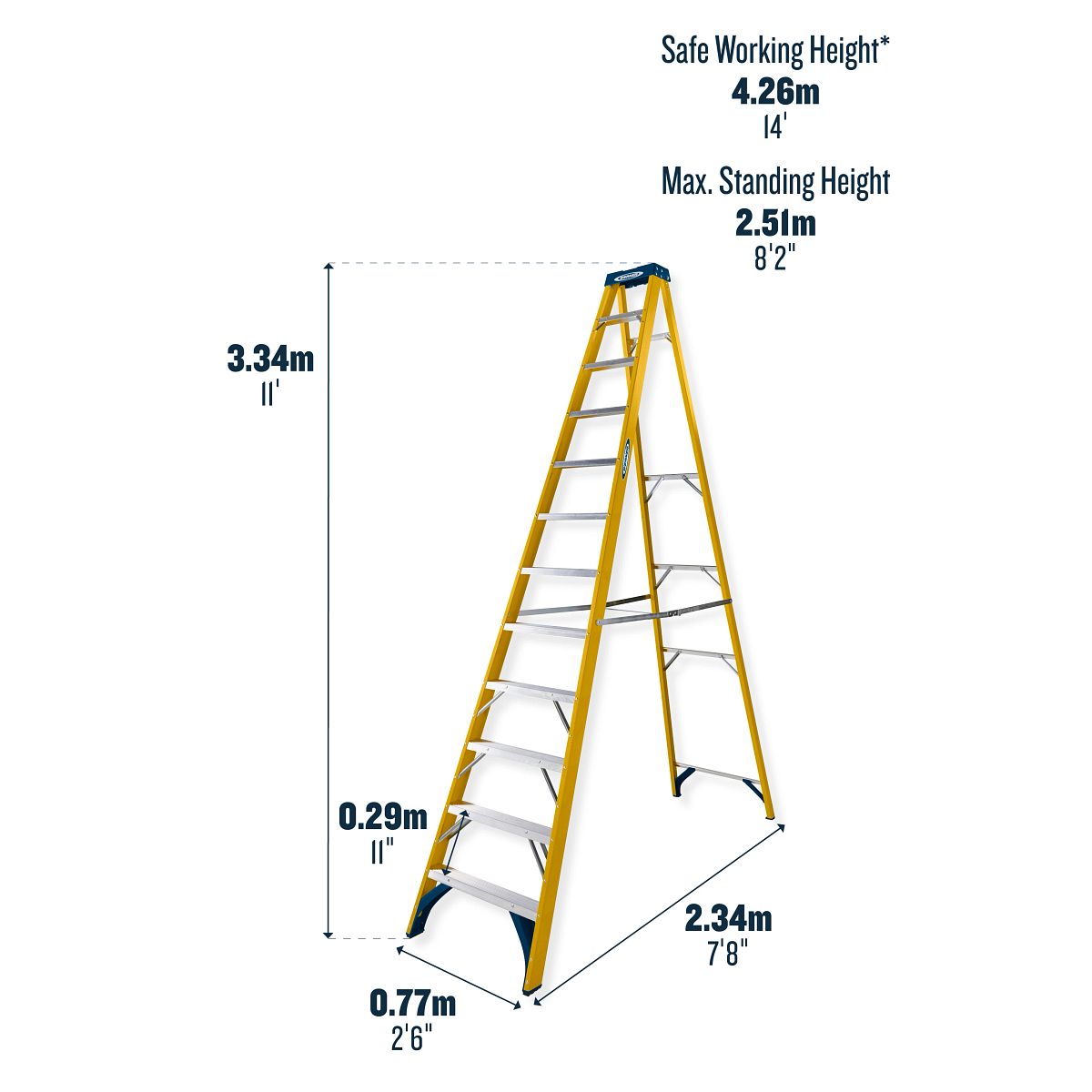 Werner Trade Fibreglass Swingback Step Ladders - Image 5