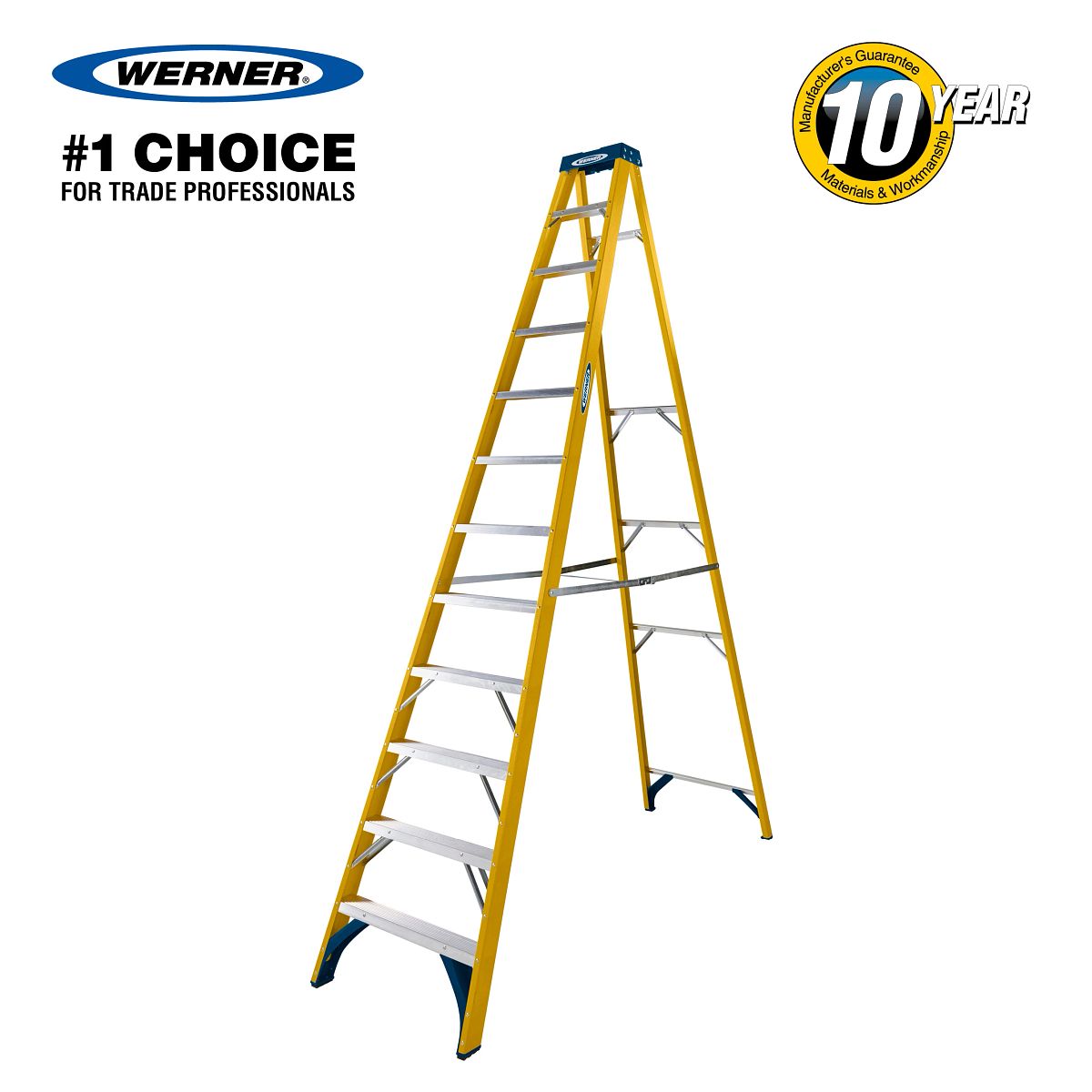 Werner Trade Fibreglass Swingback Step Ladders - Image 2