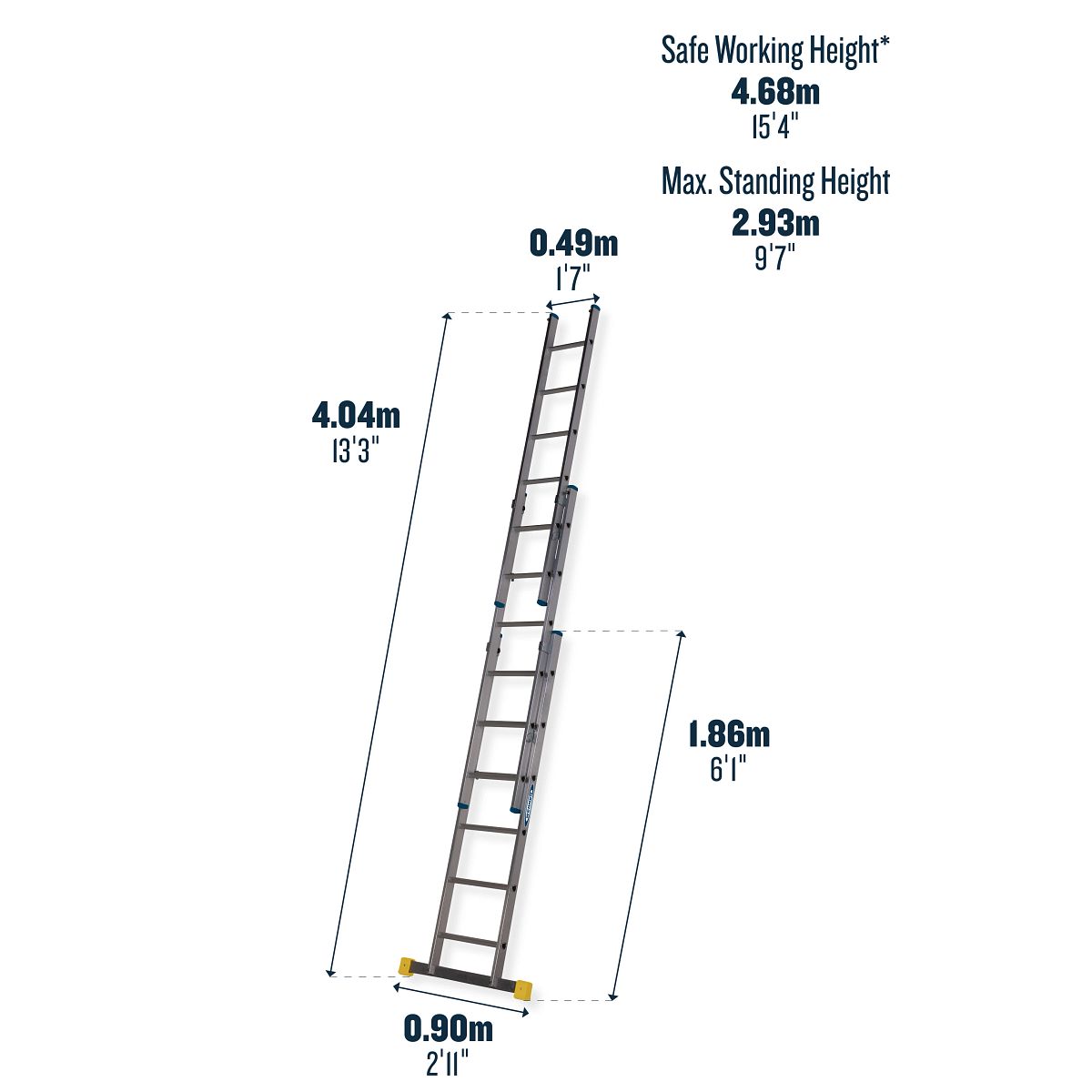 Werner 3 Section D Rung Extension Ladder - Image 7