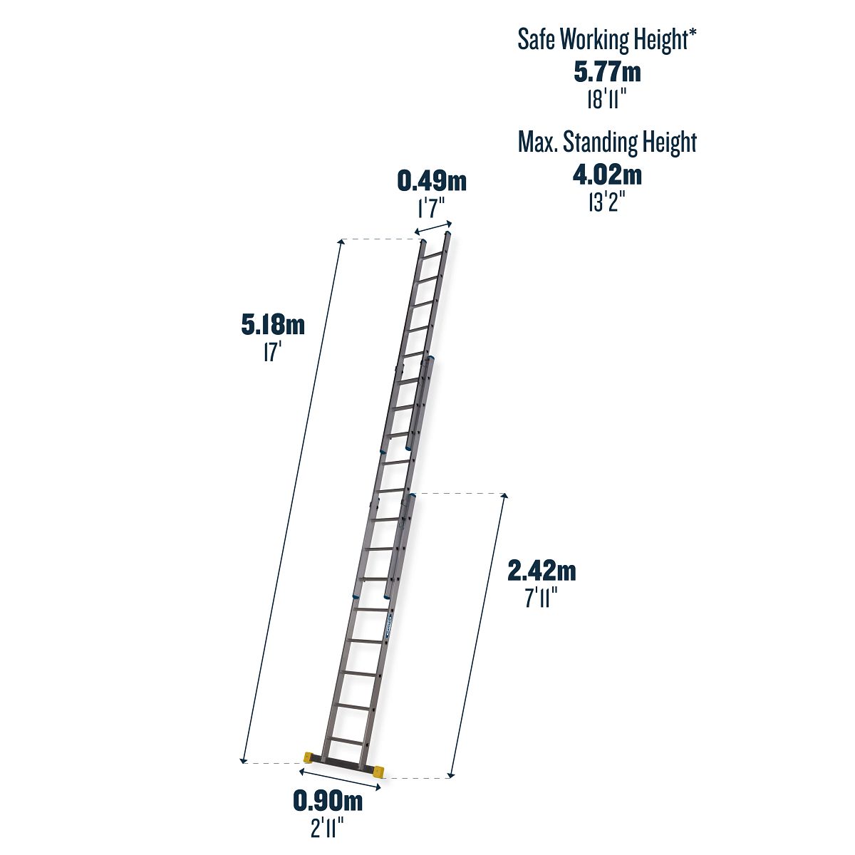 Werner 3 Section D Rung Extension Ladder - Image 10