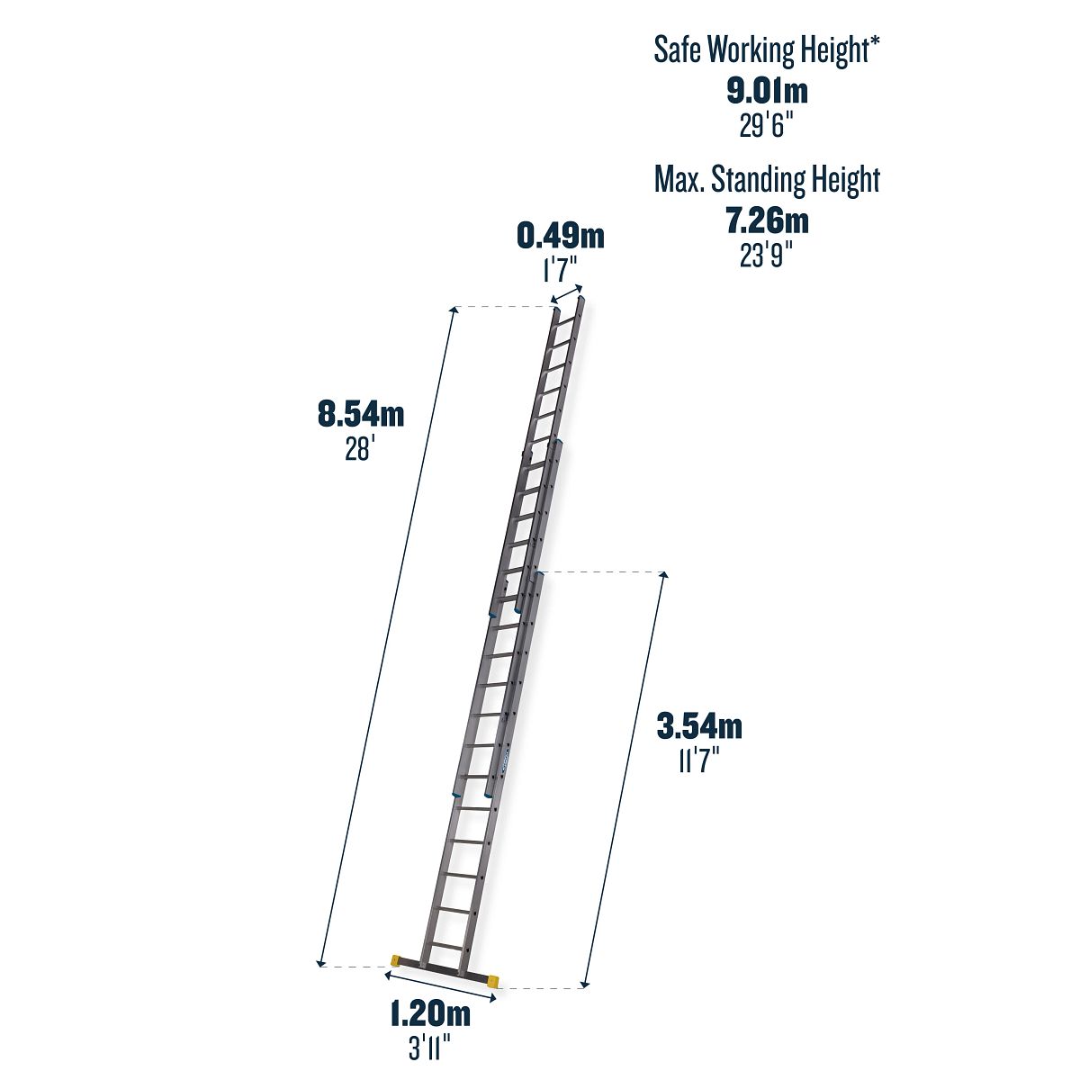 Werner 3 Section D Rung Extension Ladder - Image 18