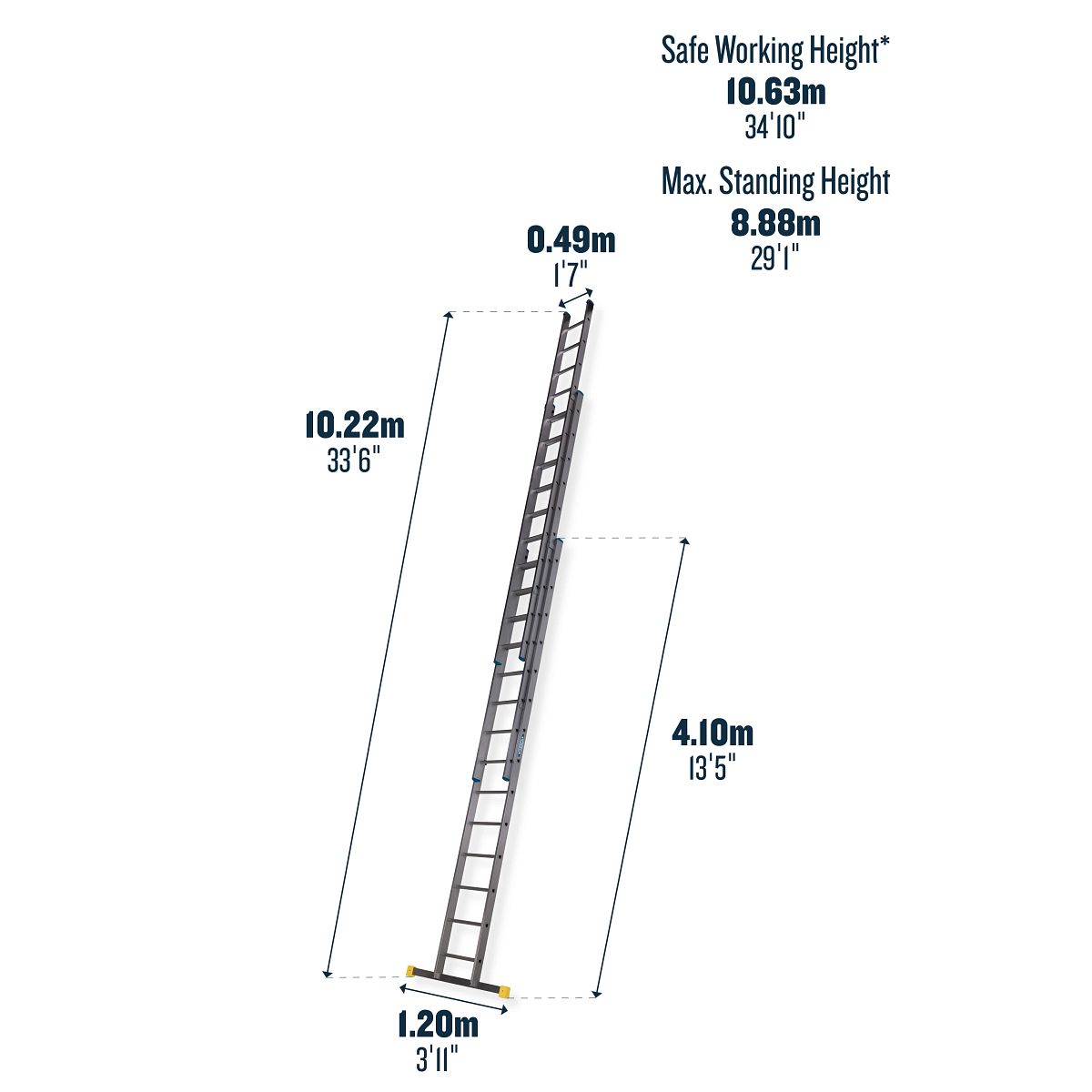 Werner 3 Section D Rung Extension Ladder - Image 22
