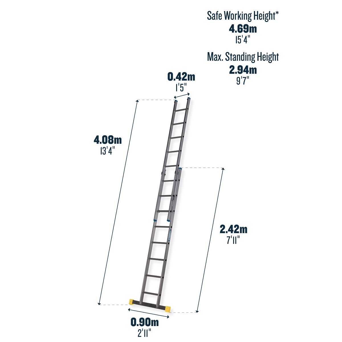 Werner 2 Section D Rung Extension Ladder - Image 5
